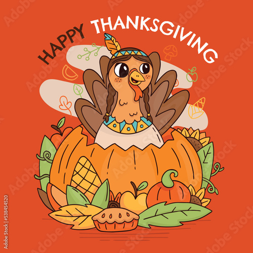 hand drawn thanksgiving vector design illustration photo