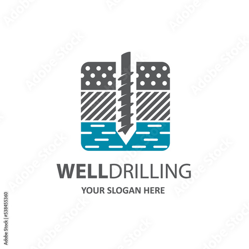 emblem of water well drilling isolated on white background