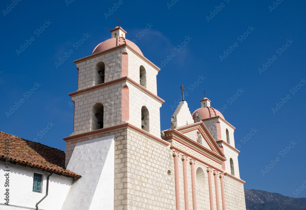 Old Mission church in Santa Barbara, California, USA