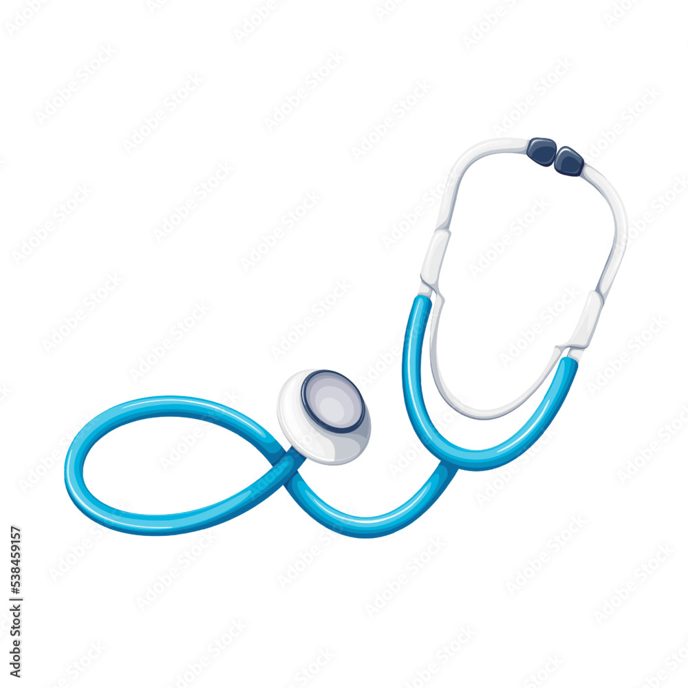 Doctors stethoscope vector illustration. Cartoon isolated medical tool of physician or nurse in hospital, diagnostic equipment to diagnose diseases on medical checkup, stethoscope from first aid kit Doctors stethoscope vector illustration. Cartoon isolated medical tool of physician or nurse in hospital, diagnostic equipment to diagnose diseases on medical checkup, stethoscope from first aid kit