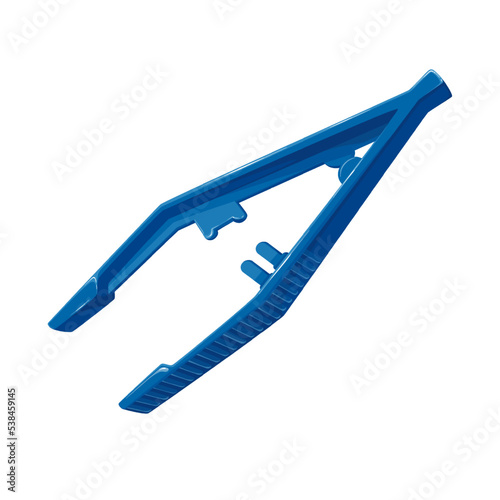 Medical clamp vector illustration. Cartoon isolated forceps doctor equipment, sterile plastic disposable instrument and tool to care wound, medical accessory from first aid kit and emergency supplies