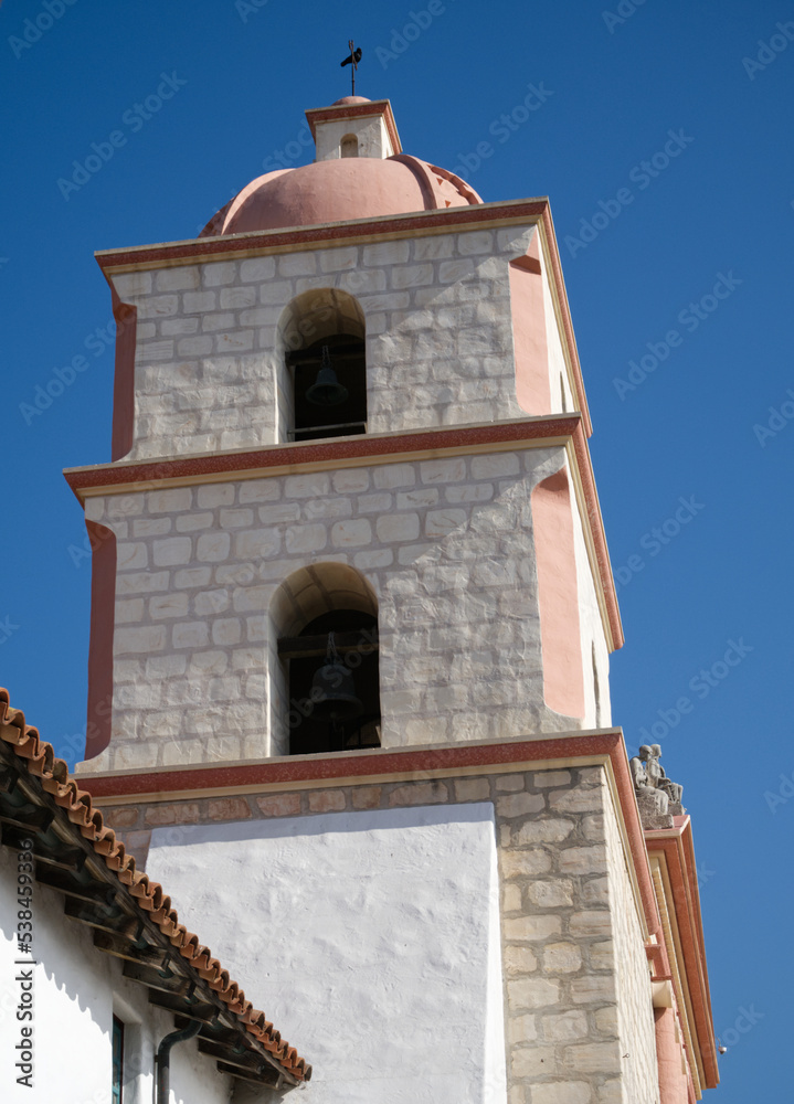 Bell Tower of the Old Mission in Santa Barbara, California, USA