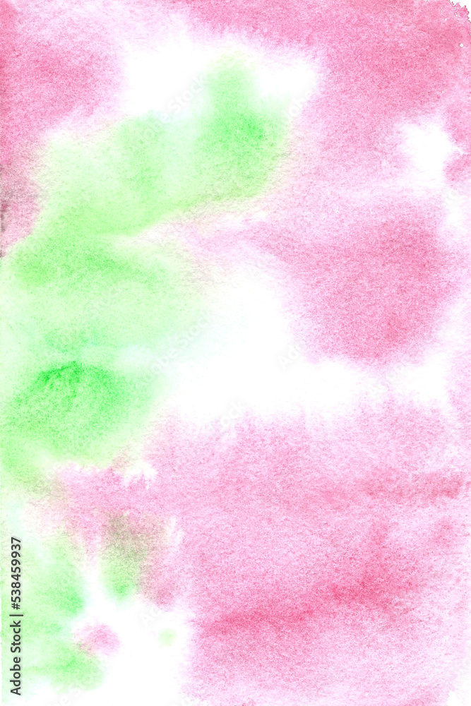 Fototapeta premium Watercolor pink ,green,turquoise background,texture. Watercolor washes. Spring wallpaper,border,drop. Wedding stationery texture background