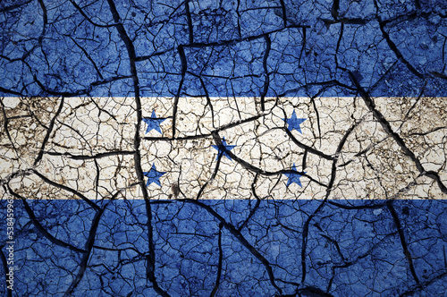 Dry soil pattern on the flag of Honduras. Country with drought concept. Water problem. Dry cracked earth country.	