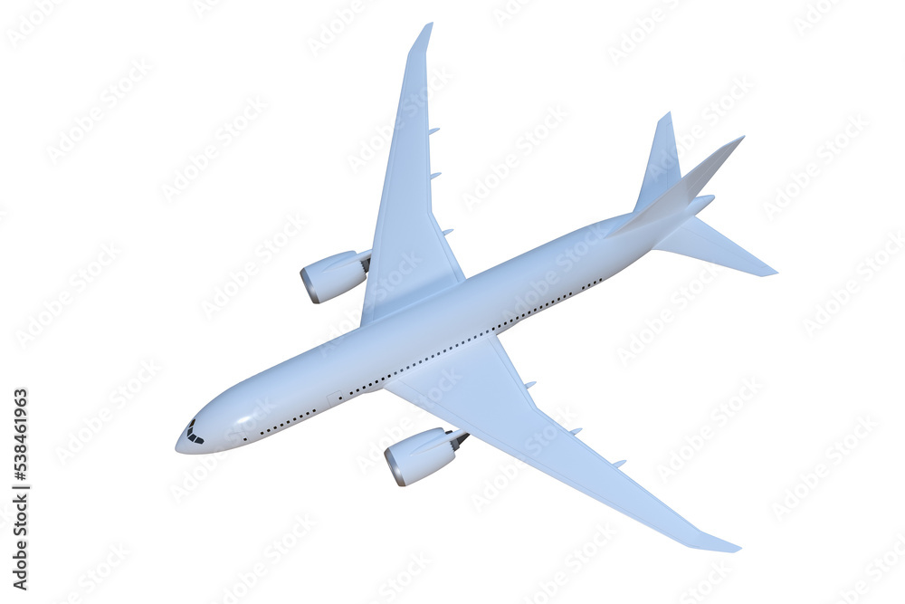 Airplane isolated on ttransparent background. Top view.