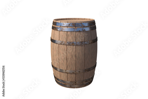 Leinwand Poster Vintage wooden barrel isolated on transparent background.