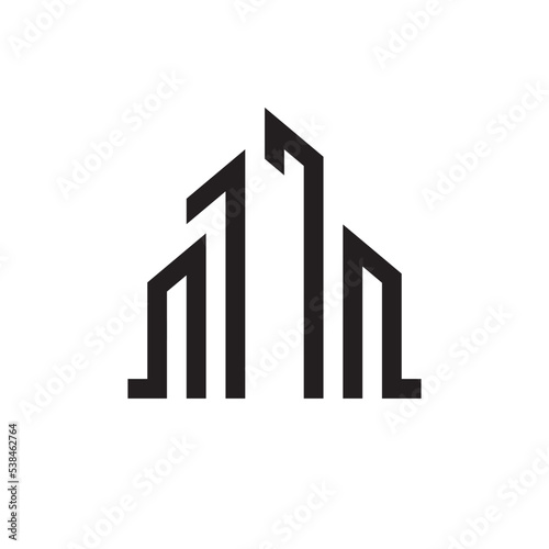 initial number 11 apartment building hotel real estate logo