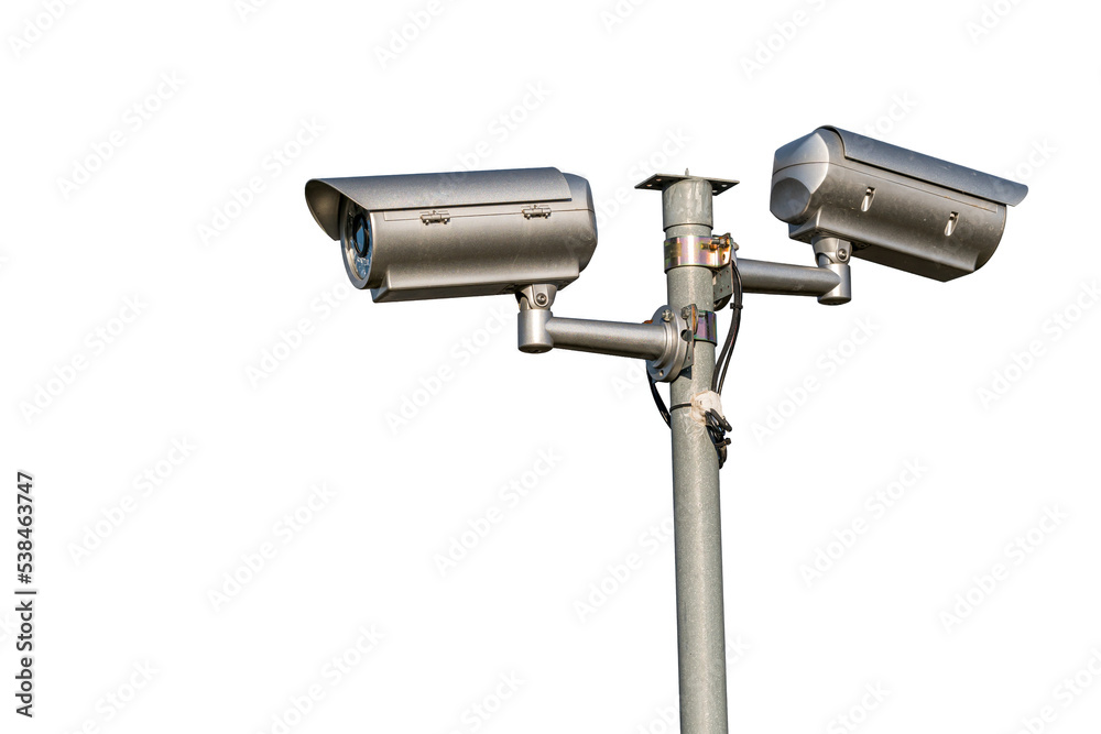Security cameras isolated on transparent background.