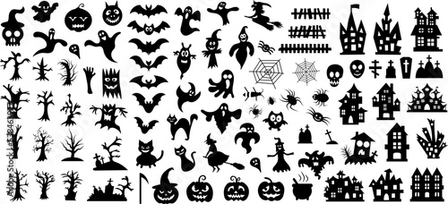 Big set of silhouettes of Halloween