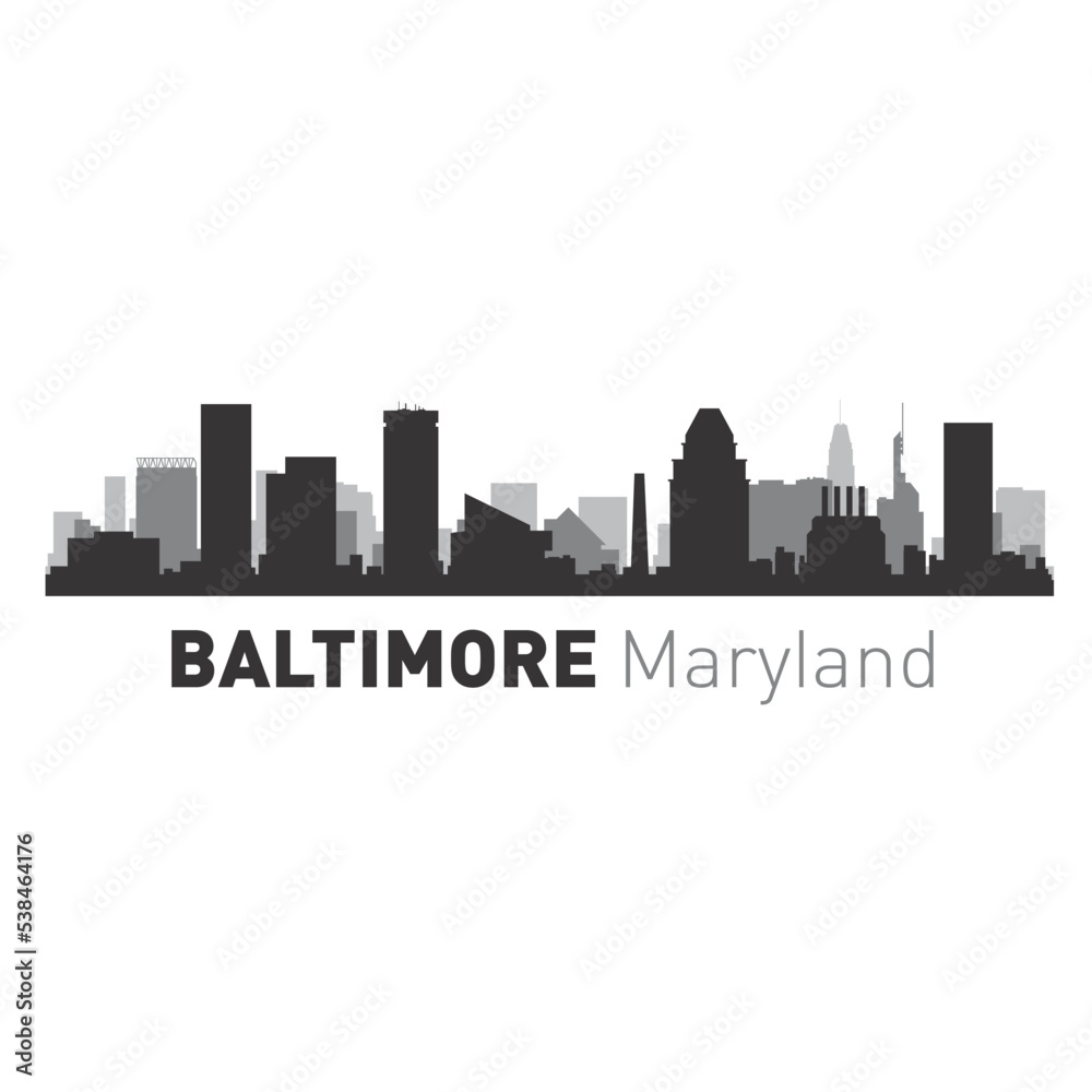 Baltimore Maryland city skyline silhouette vector illustration