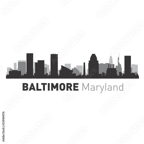Baltimore Maryland city skyline silhouette vector illustration