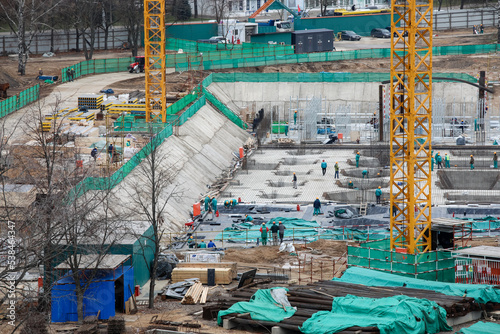MINSK, BELARUS - 9 SEPTEMBER, 2022: stadium construction