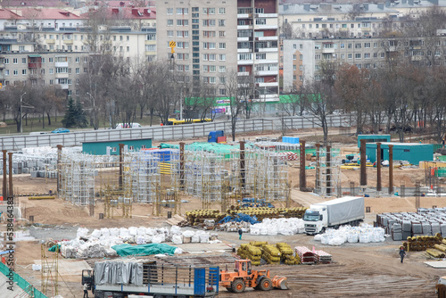 MINSK, BELARUS - 9 SEPTEMBER, 2022: stadium construction