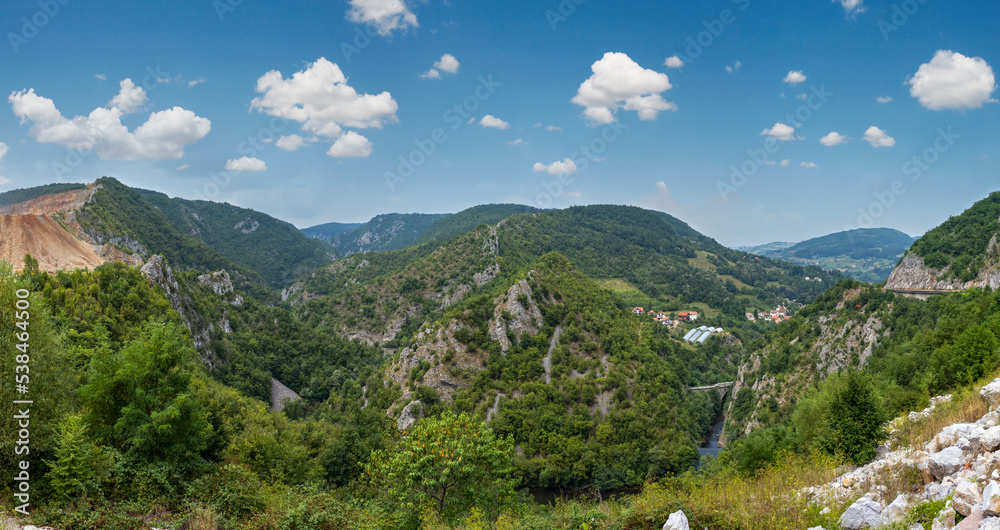Summer mountain panorama Uzice town outskirts, Serbia