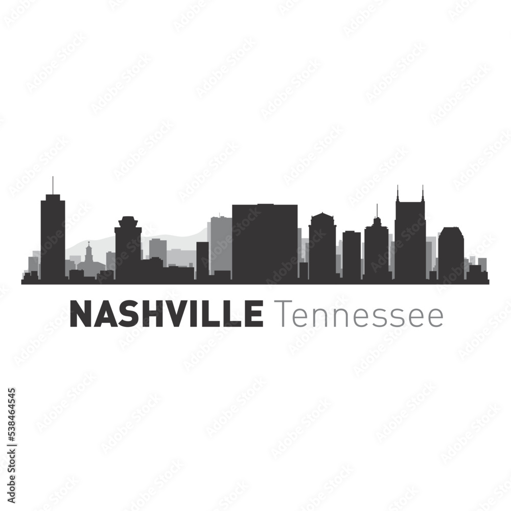 USA Nashville Tennessee city skyline vector graphics