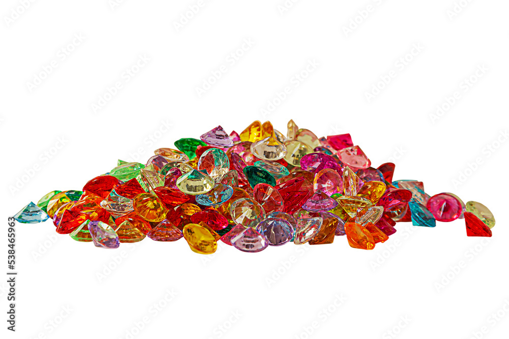 Bright gems, treasures. Isolated on a white background.