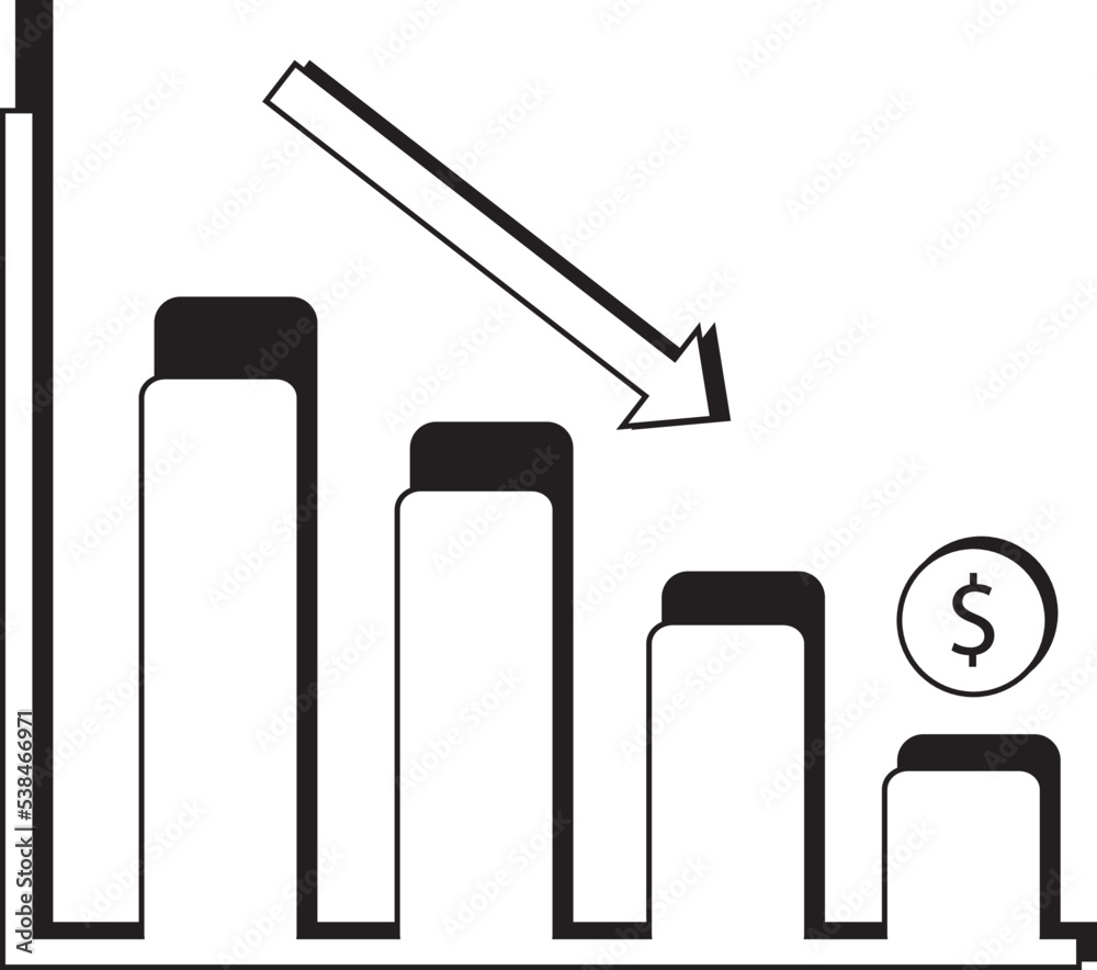 An illustration of a dollar chart showing a recession on a white background An illustration of a dollar chart showing a recession on a white background