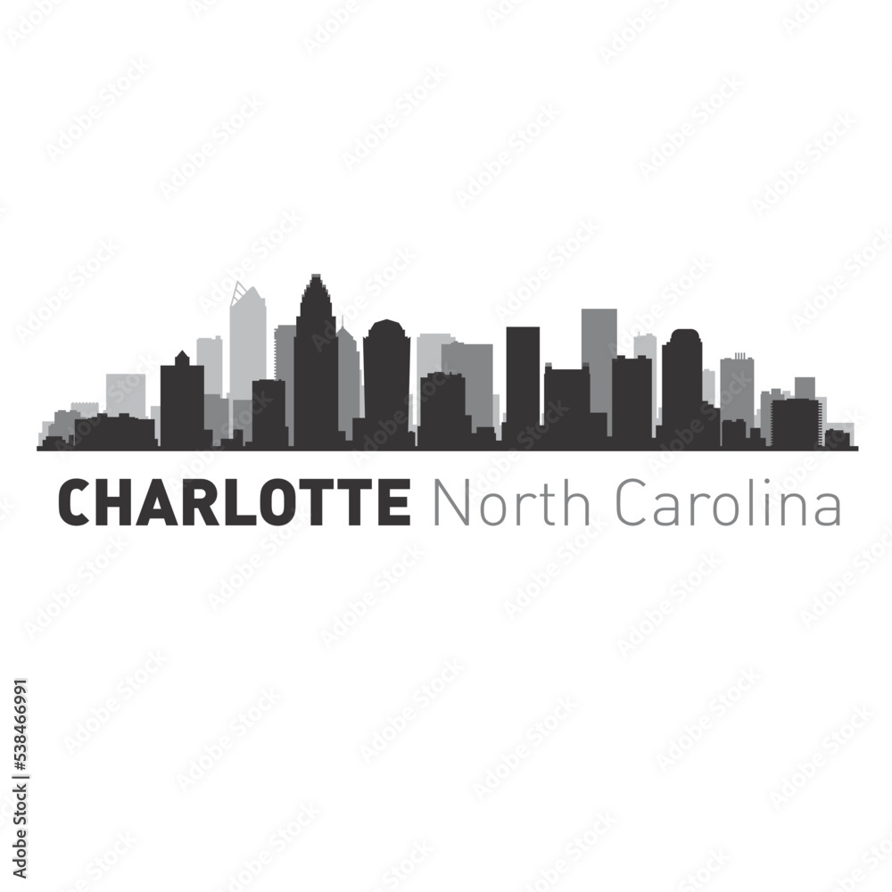 USA Charlotte North Carolina city skyline vector graphics