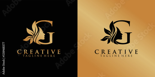 Letter G logo combination  beauty logo icon Premium Vector