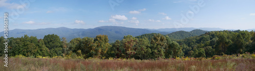 Top of the mountain panorama view at Cohutta Overlook near Ellijay, Georgia, USA