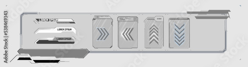 Collection of modern abstract posters. In acid style. Retro futuristic design elements, perspective grid, tunnel, circle. Black and white retro cyberpunk style. Futuristic info boxes layout templates.