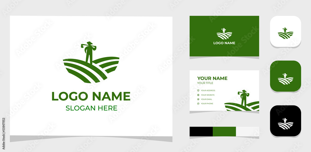 Template Logo Creative Farmer and field. Creative Template with color pallet, visual branding, business card and icon. Template Logo Creative Farmer and field. Creative Template with color pallet, visual branding, business card and icon.