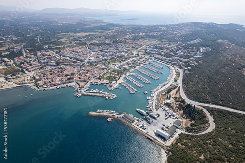 Sigacik Marina in the Cittaslow City Seferihisar Drone Shot, Izmir Turkey photo