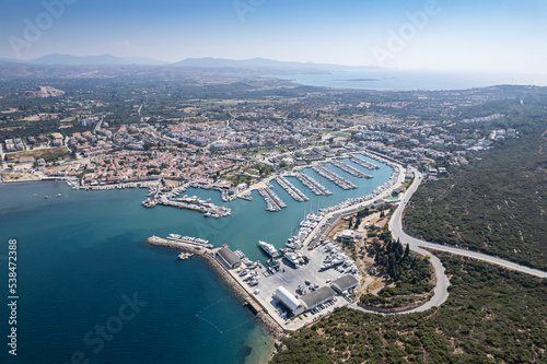 Sigacik Marina in the Cittaslow City Seferihisar Drone Shot, Izmir Turkey photo