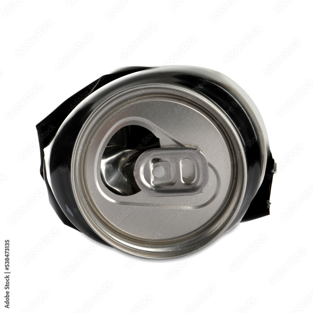 Black crumpled can with ring isolated on white Black crumpled can with ring isolated on white