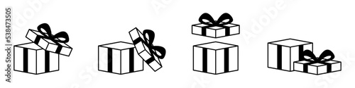 Conjunto de iconos de caja de regalo abierta. Concepto de navidad, fiesta, cumpleaños y sorpresa. ilustraciones vectoriales