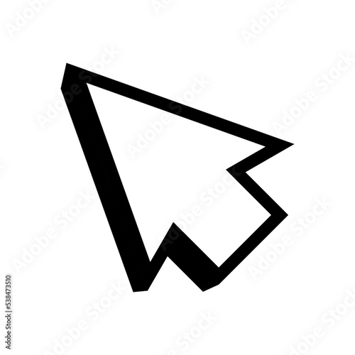 Icono de flecha cursor de la computadora con efecto 3d. Ilustración vectorial