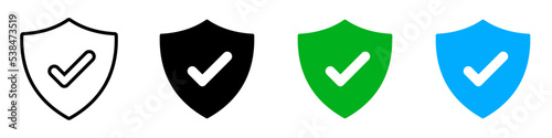 Conjunto de iconos de escudo de protección con icono de verificación. Seguridad. Ilustración vectorial