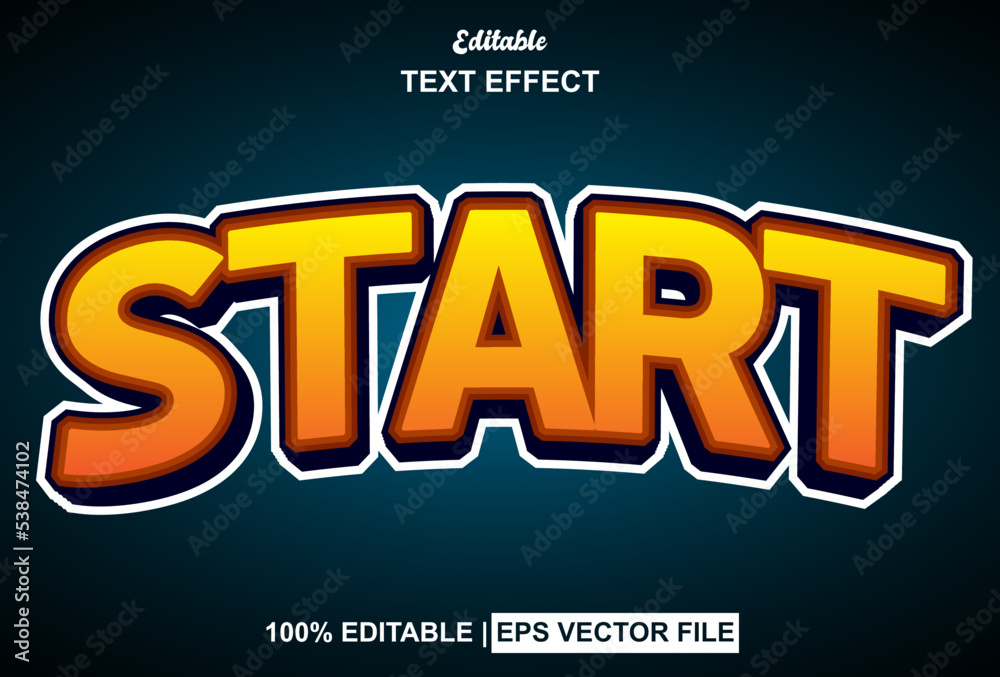start text effect with 3d style and editable