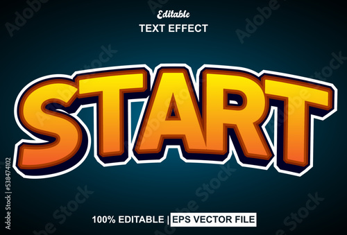 start text effect with 3d style and editable