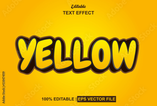 yellow text effect with 3d style and editable