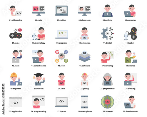 kids coding icon vector , study, STEM, robotics,Education