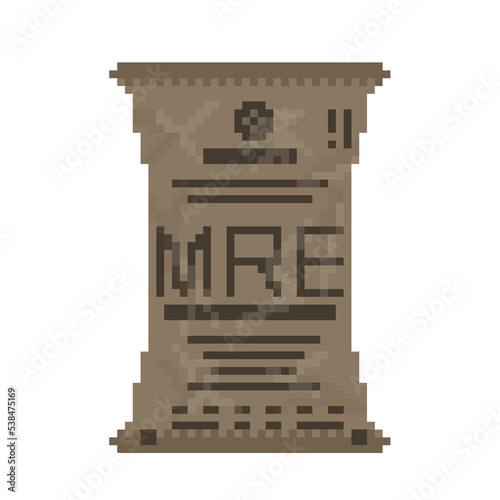 Bag of military food meat ready for eat icon pixelart icon illustration emergency photo