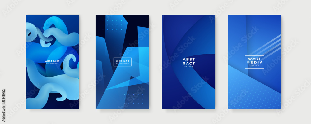 Blue background for story social media template. Vector abstract graphic design banner pattern presentation background web template.