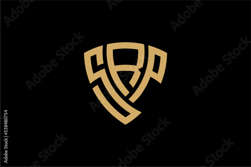 SRP creative letter shield logo design vector icon illustration