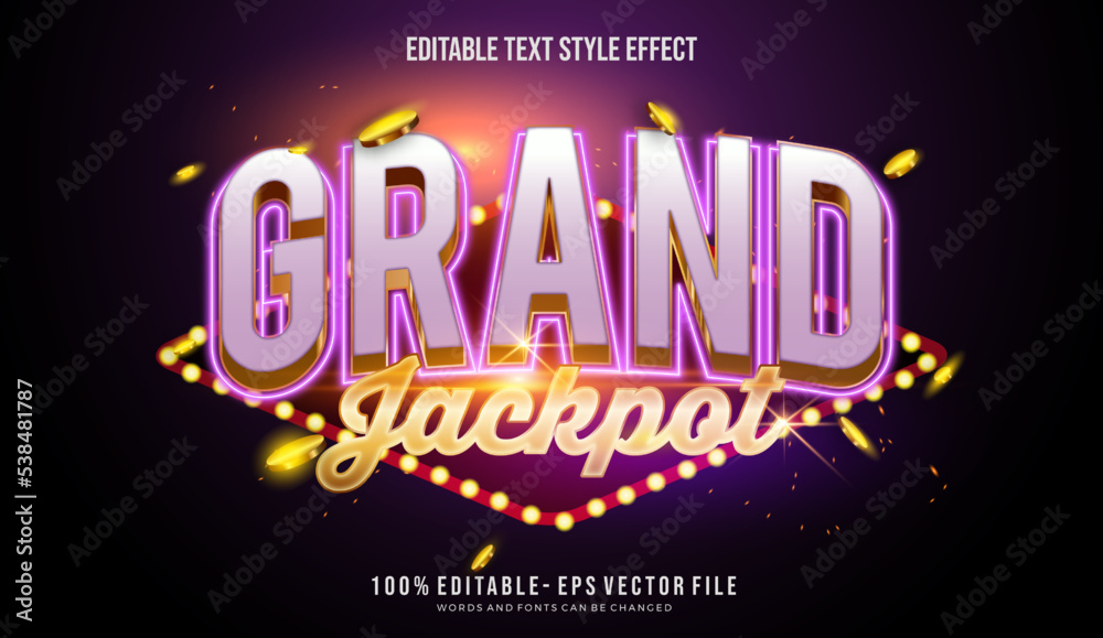 Jackpot slot machine text style effect. editable vector fonts Jackpot slot machine text style effect. editable vector fonts