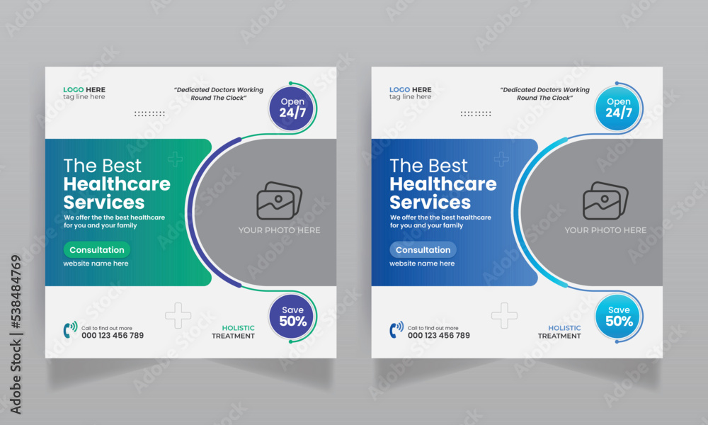 Medical healthcare social media post design and web banner template Medical healthcare social media post design and web banner template