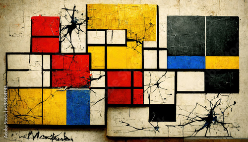 Crack Abstract Art of Bauhaus Style Illustration
