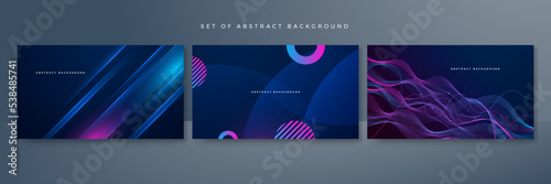 Vector dynamic colorful blue pink isolated on dark blue background for concept of AI technology, digital, communication, science, music, futuristic tech, digital effect corporate concept