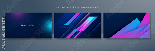 Vector dynamic colorful blue pink isolated on dark blue background for concept of AI technology, digital, communication, science, music, futuristic tech, digital effect corporate concept