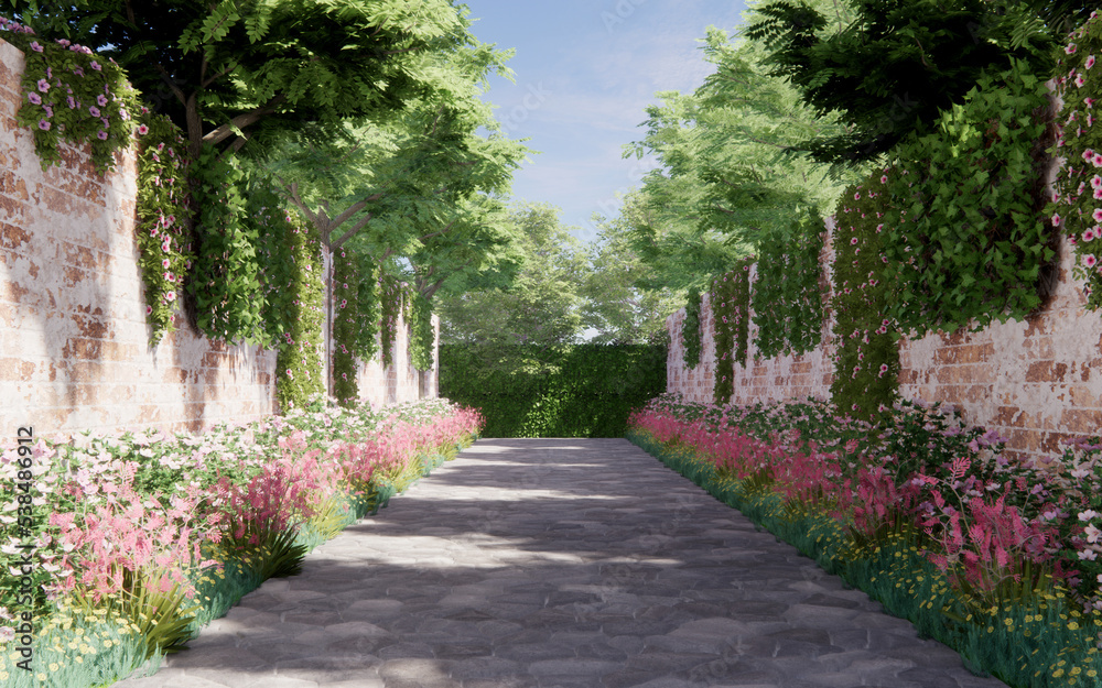 Enchanted garden scene background