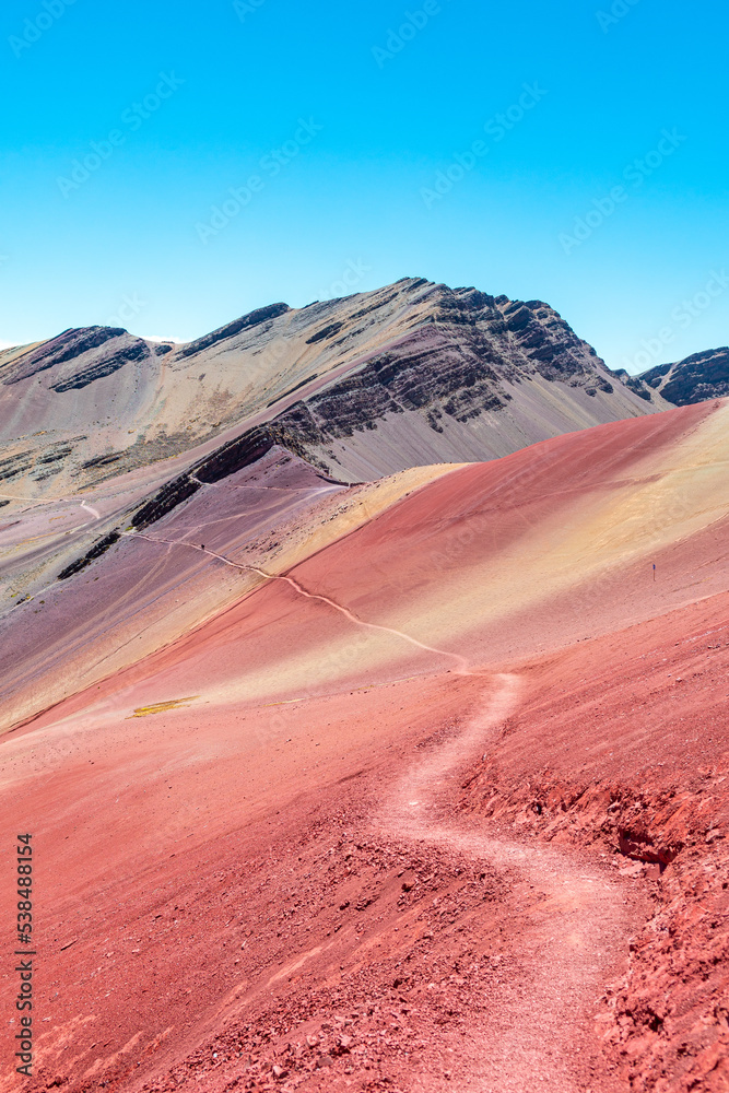 amazing landscape of vinicunca mountain and valley, peru