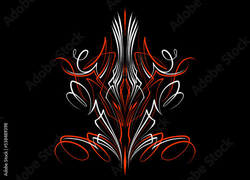 Floral art illustration. Pinstriping art motorcycle and car pinstripe vintage hand drawn. Modern tribal illustration. For vinyl sticker, painting template, tattoo, apparel, merchandise. Vector Eps 10.