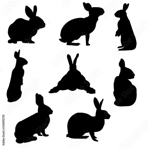 silhouettes of rabbits in different positions