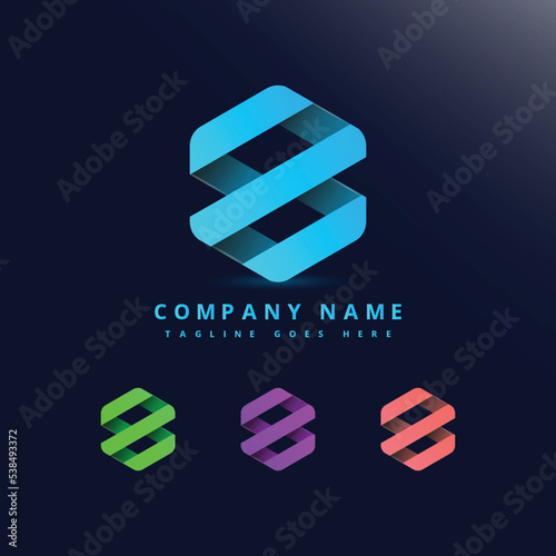 Abstract Shape Logo. Infinity Eight Initial Number Colourful Gradient