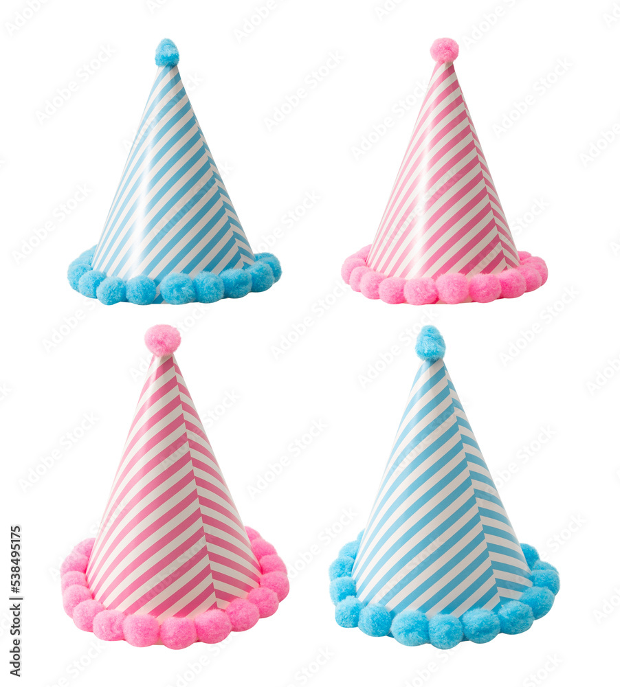 Set of Party hat isolated on white background with clipping path. Set of Party hat isolated on white background with clipping path.